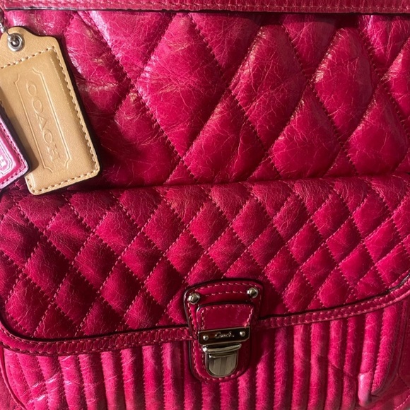 Coach Poppy Fushia Slim Quilted Shoulder Bag - Picture 7 of 8